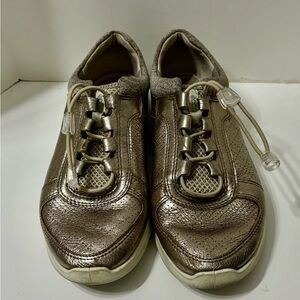 Ecco Women's Metallic Bronze-Like Slip-On Sneakers with Toggle Cord